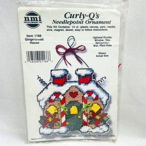 NMI Curly-Qs Needlepoint Gingerbread House Ornament Item 1166 Needle Magic Craft